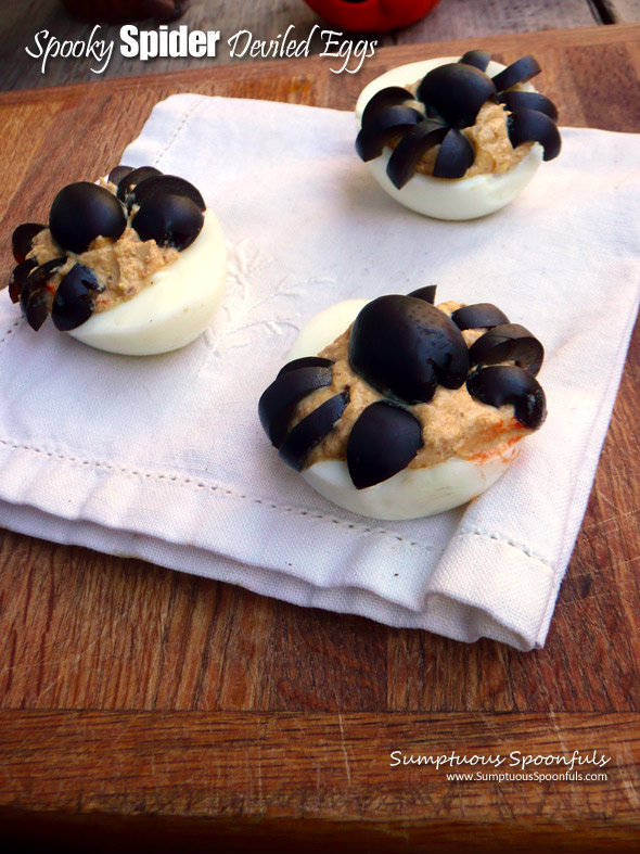 Spooky Spider Deviled Eggs | Sumptuous Spoonfuls