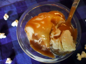 Sweet Corn Ice Cream with Salted Caramel Sauce