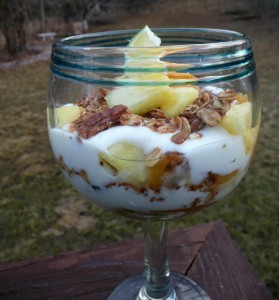 Pineapple Peach Yogurt Parfait with Honey Lime Yogurt