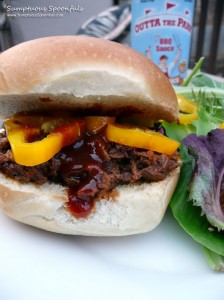 Outa the Park Shredded BBQ Beef Sandwiches ~ from Sumptuous Spoonfuls #BBQ #Beef #Recipe