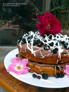 Mulberry Cake with Chocolate Mascarpone & a White Chocolate Drizzle ~ Sumptuous Spoonfuls #cake #recipe