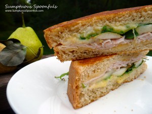 Smoky Grilled Turkey, Gouda & Pear Sandwich with Arugula ~ Sumptuous Spoonfuls #sandwich #recipe