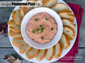 Crockpot Pepperoni Pizza Dip ~ Sumptuous Spoonfuls #appetizer #recipe