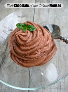 Dark Chocolate Greek Yogurt Mousse ~ Sumptuous Spoonfuls #chocolate #mousse #recipe