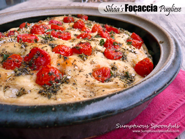 Silvia's Focaccia Pugliese ~ Sumptuous Spoonfuls #Italian #Bread #Recipe