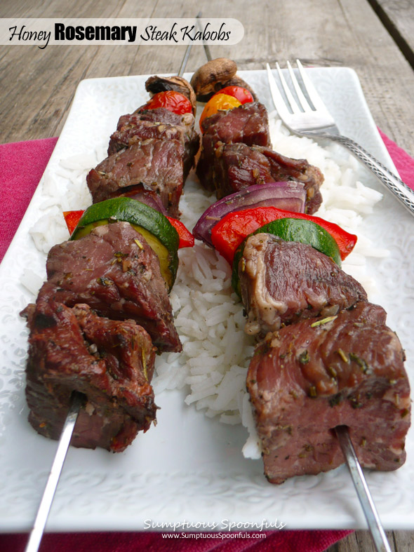 Honey Rosemary Steak Kabobs ~ Sumptuous Spoonfuls #grilled #steak # ...