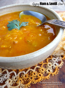 Gypsy Ham & Lentil Stew ~ Sumptuous Spoonfuls #leftover #ham #lentil #soup #recipe