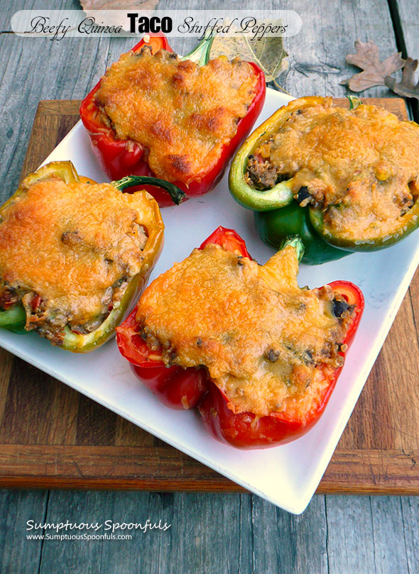 Beefy Quinoa Taco Stuffed Peppers Sumptuous Spoonfuls