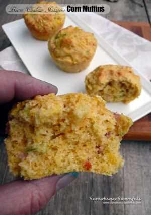 Bacon Cheddar Jalapeno Corn Muffins | Sumptuous Spoonfuls