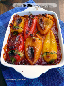 Spinach Ricotta Stuffed Peppers ~ Sumptuous Spoonfuls #healthy #cheese #stuffed #peppers #recipe