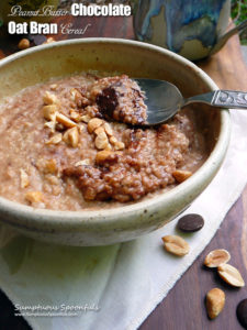 Peanut Butter Chocolate Oat Bran Cereal ~ Hot breakfast cereal with great peanut butter flavor and pockets of melted chocolate!