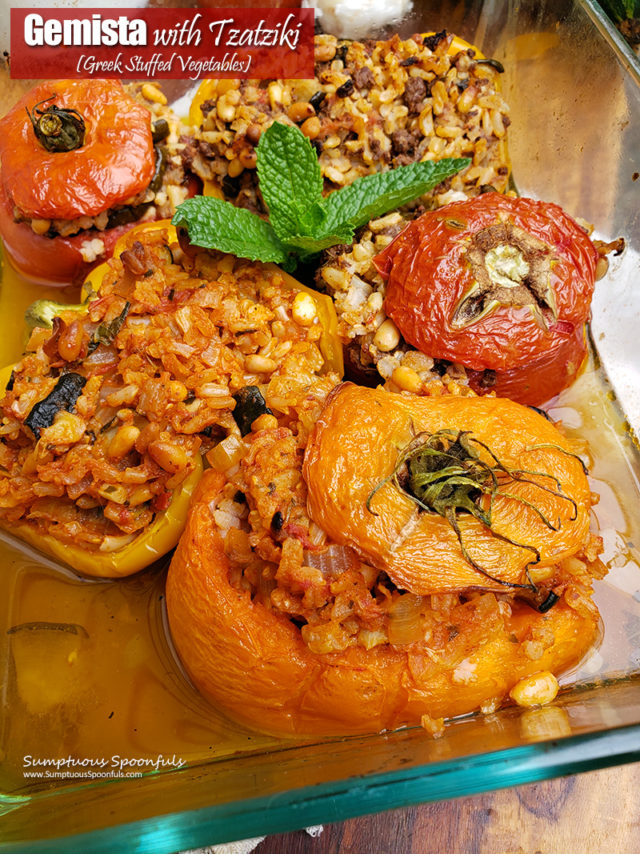 Gemista (Greek Stuffed Vegetables) w/Creamy Tzatziki