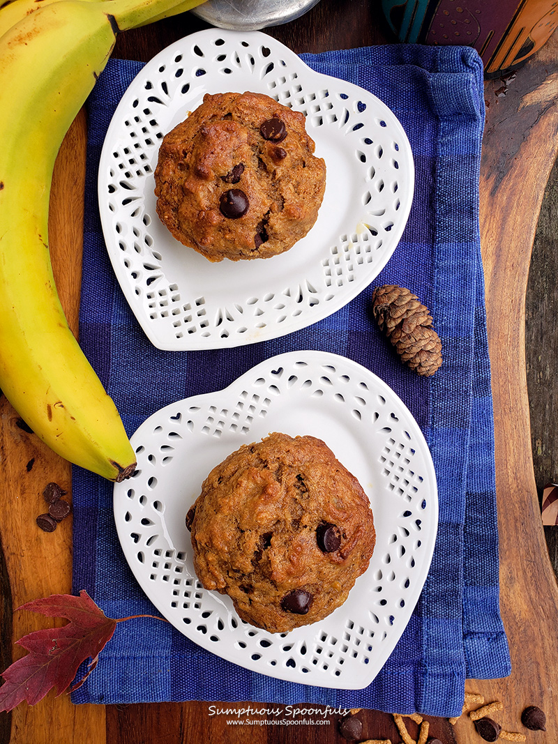 Peanut Butter Banana Chocolate Chip Bran Muffins Lowsugar