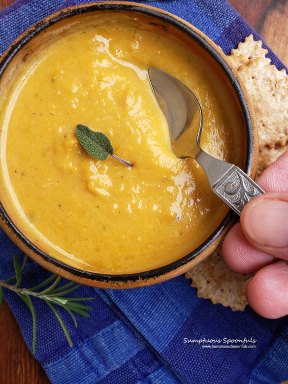 Smoky Creamy Pumpkin & Crab Soup with Fresh Herbs #grilled