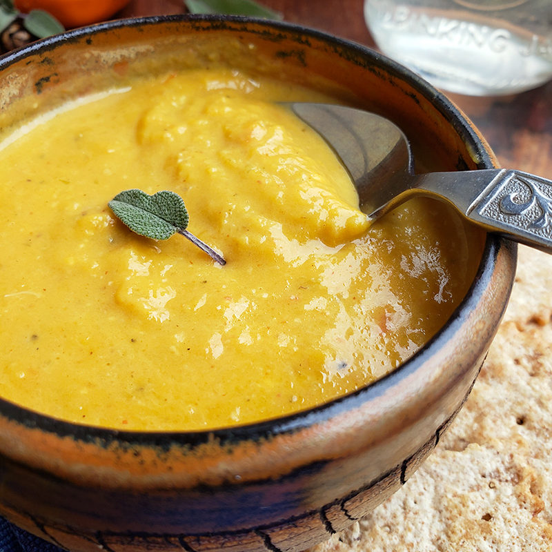 Smoky Creamy Pumpkin & Crab Soup with Fresh Herbs #grilled