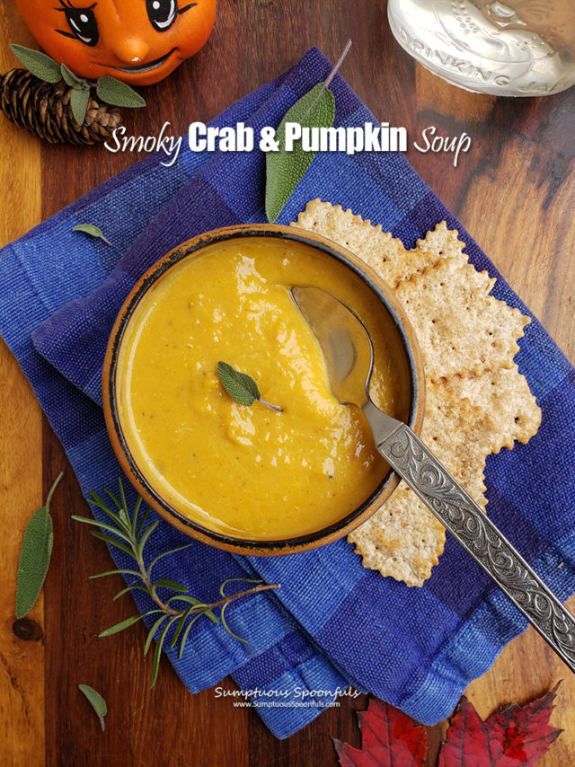 Smoky Creamy Pumpkin & Crab Soup with Fresh Herbs #grilled