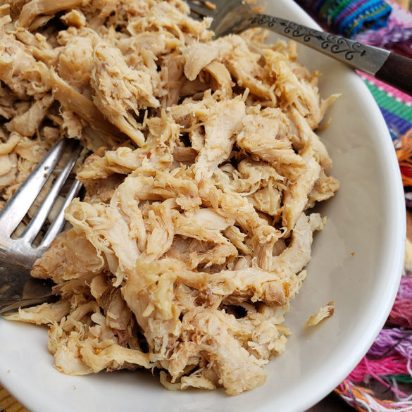 20 Minute Shredded Salsa Chicken (from frozen) in the Instant Pot